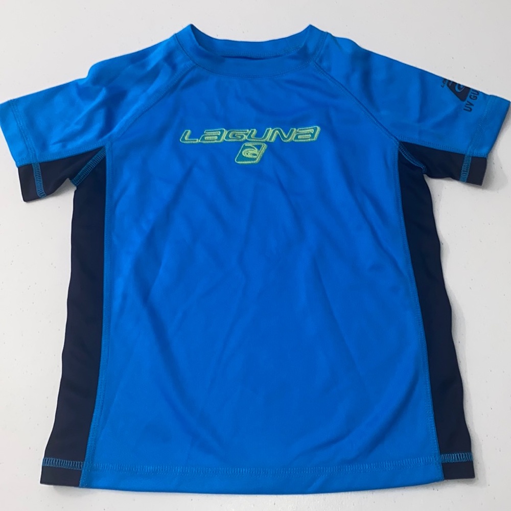 Laguna Boy’s Blue Short Sleeve Loose UV Swim Rashguard Size 4 UPF 50+